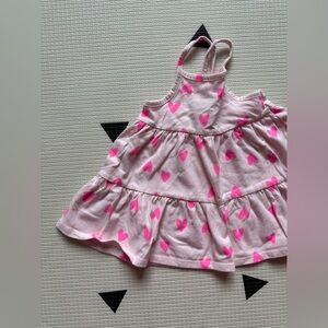 Cat & Jack|Baby girl Pink Heart Patterned Dress,sleeveless in tiered ruffles•12M